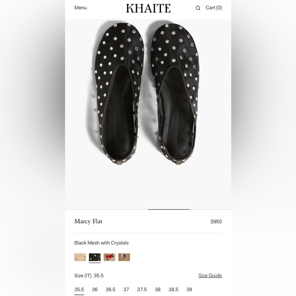 NWT Khaite Marcy Flats Black Mesh with Crystals 38 - Picture 6 of 14